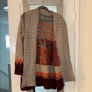 Elegant Gray and Orange Women's Cardigan